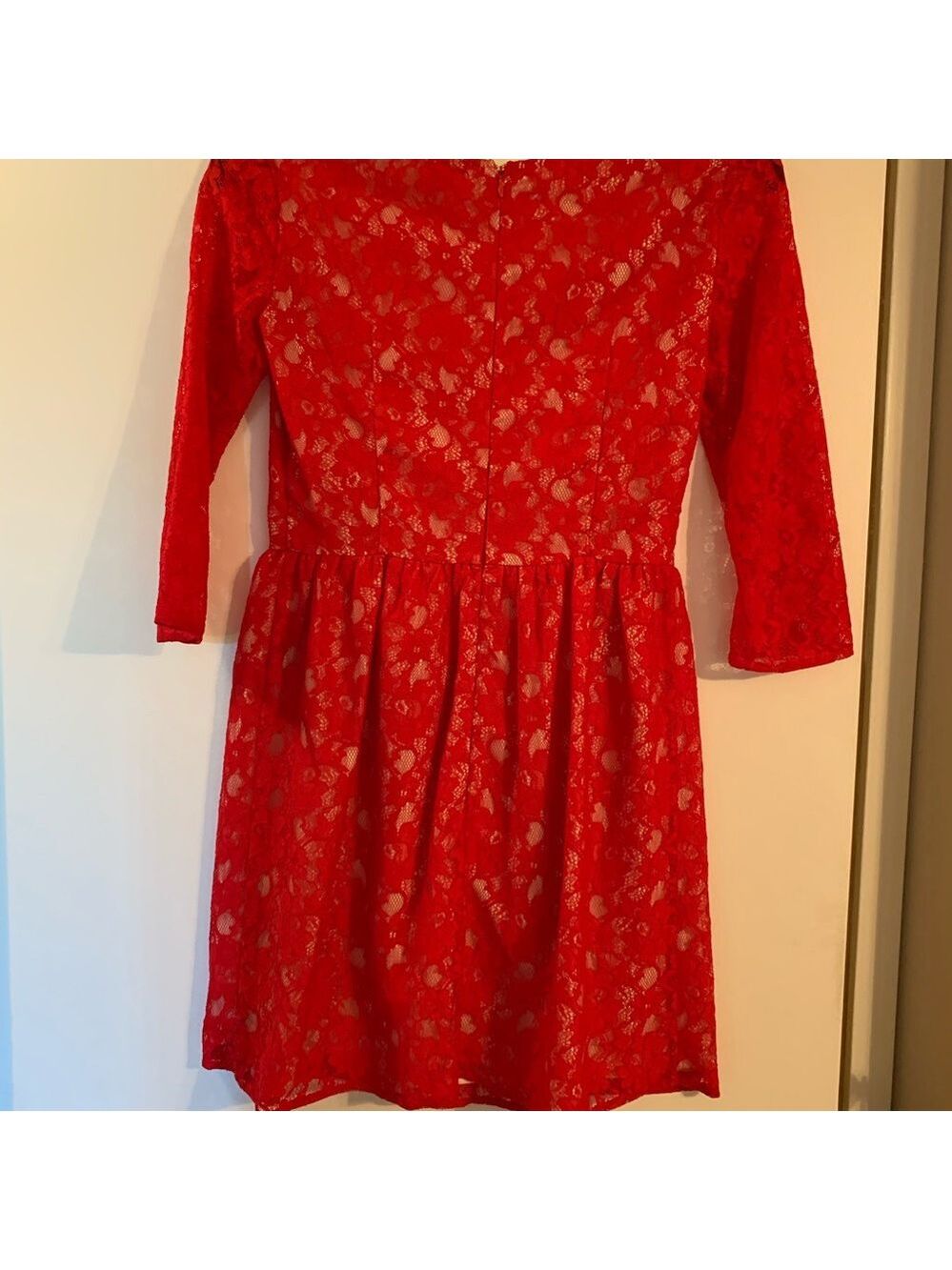 French Connection Red Lace Dress Size 6 - Picture 4 of 5